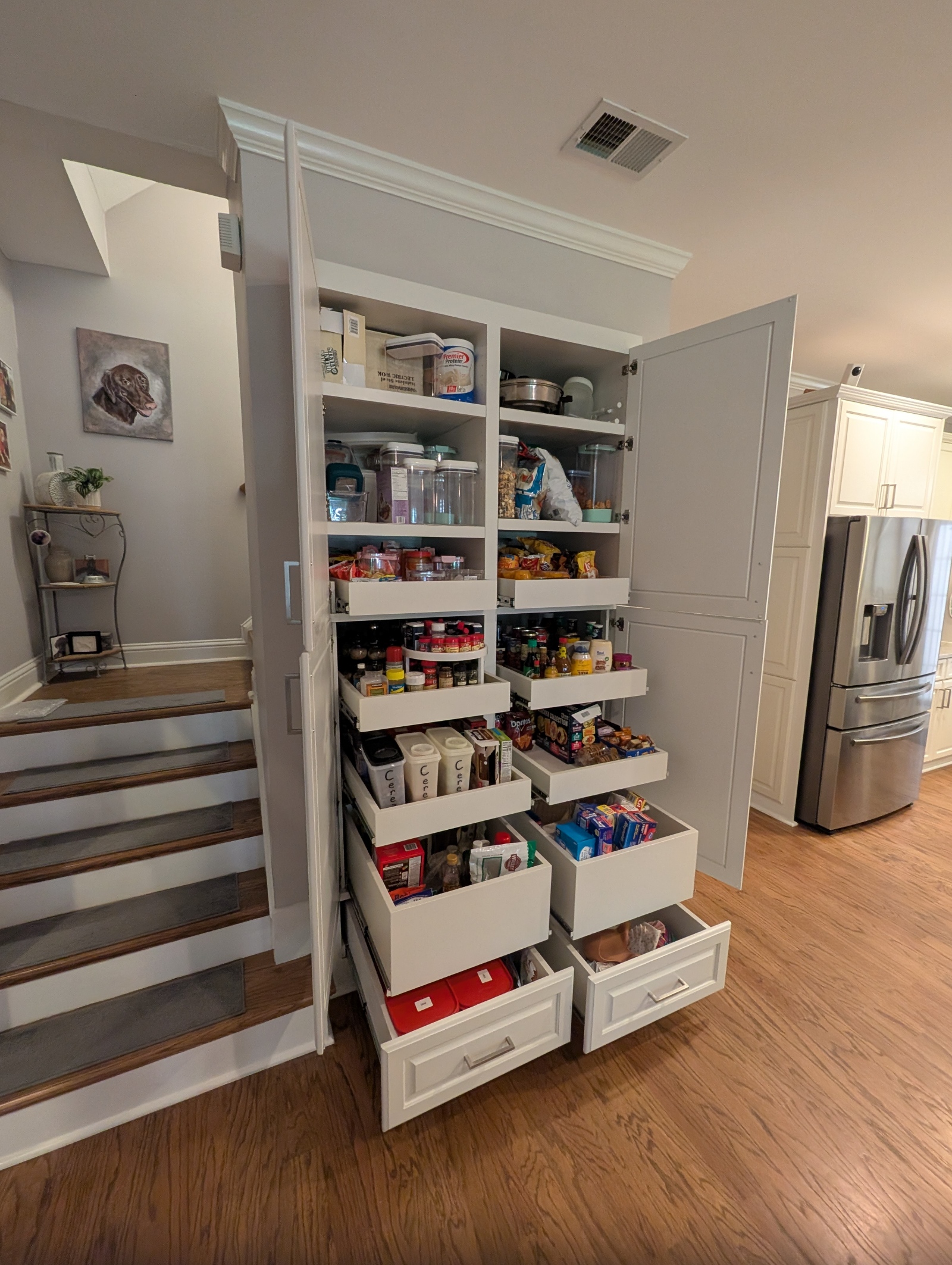 Former wire-shelf pantry closet conversion